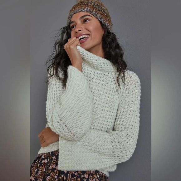 MAEVE by ANTHROPOLOGIE Dionne Bell Sleeved Sweater‎ in Ivory - Picture 1 of 11